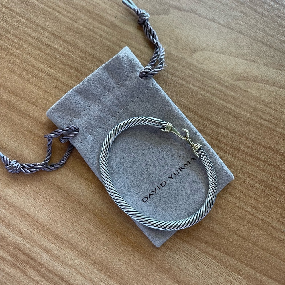 David Yurman Cable Buckle Bracelet 925 Silver 14k Gold Buckle fits 6.5”